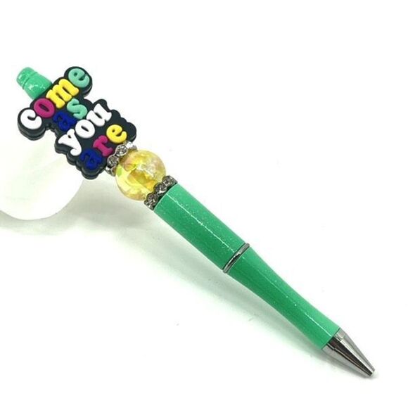 Come As You Are handmade pen NEW beads rhinestone bling cloud bead mint green ye - Picture 1 of 6